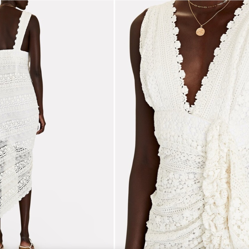 Just BEE Queen Tulum Ruched Crochet Midi Dress size Large - Picture 4 of 14